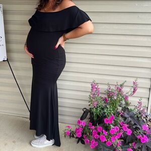 Pinkblush Black Off-Shoulder Maternity Dress